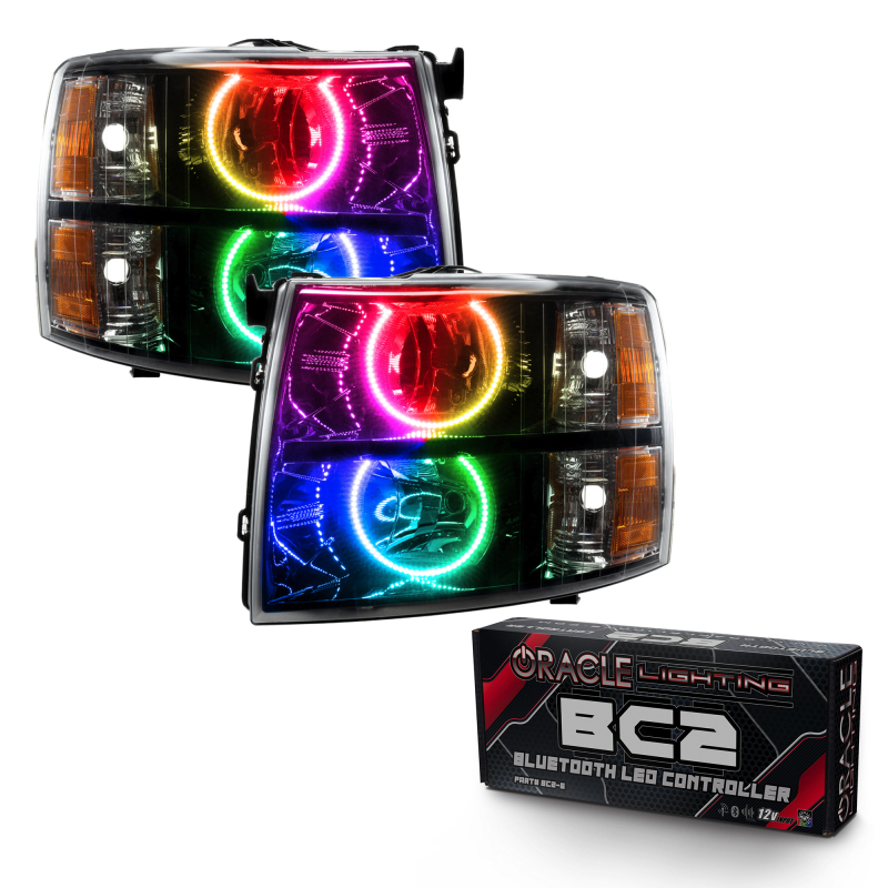 Picture of Oracle 07-13 Chevy Silverado SMD HL - Blk - Round Style - ColorSHIFT w/ BC1 Controller
