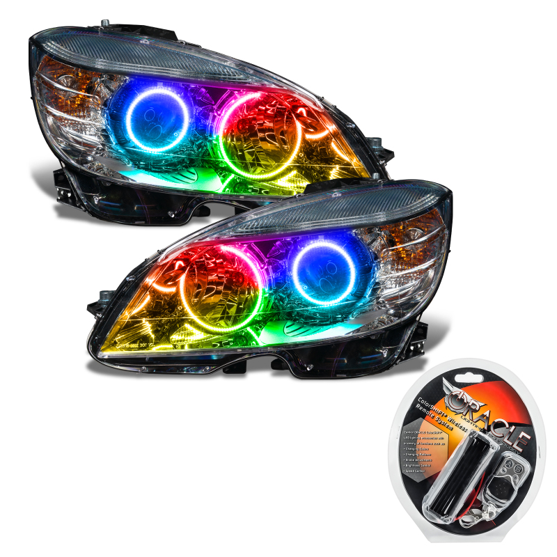 Picture of Oracle 0811 Mercedes Benz CClass PreAssembled Headlights Chrome Housing ColorSHIFT