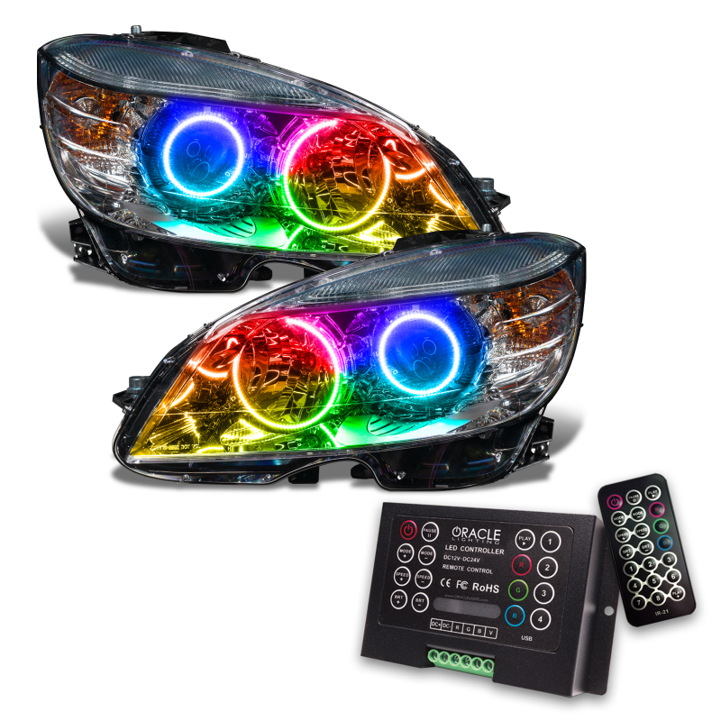 Picture of Oracle 08-11 Mercedes Benz C-Class Pre-Assem. Headlights Chrome Housing- w/2.0 Controller