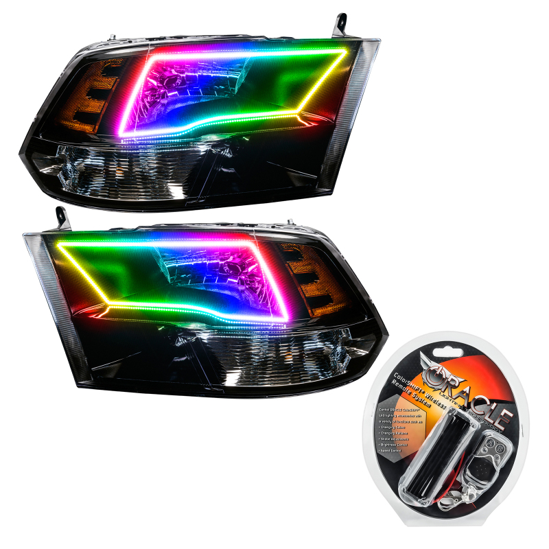 Picture of Oracle 09-17 RAM 1500 TRX/SLT Quad Pre-Assembled Headlights - Blk Housing - ColorSHIFT