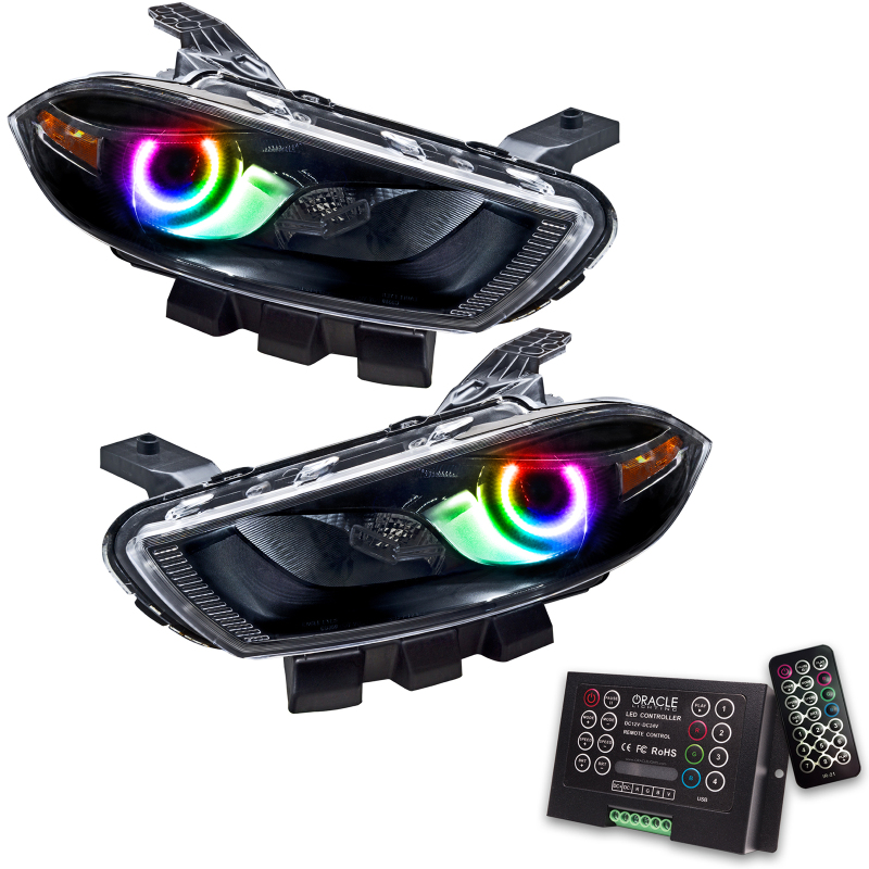 Picture of Oracle 13-14 Dodge Dart (HID Style) SMD HL - Black - ColorSHIFT w/ 2.0 Controller