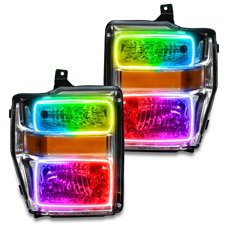 Picture of Oracle 08-10 Ford F250/350 Pre-Assembled Halo Headlights- Chrome Housing - w/o Controller