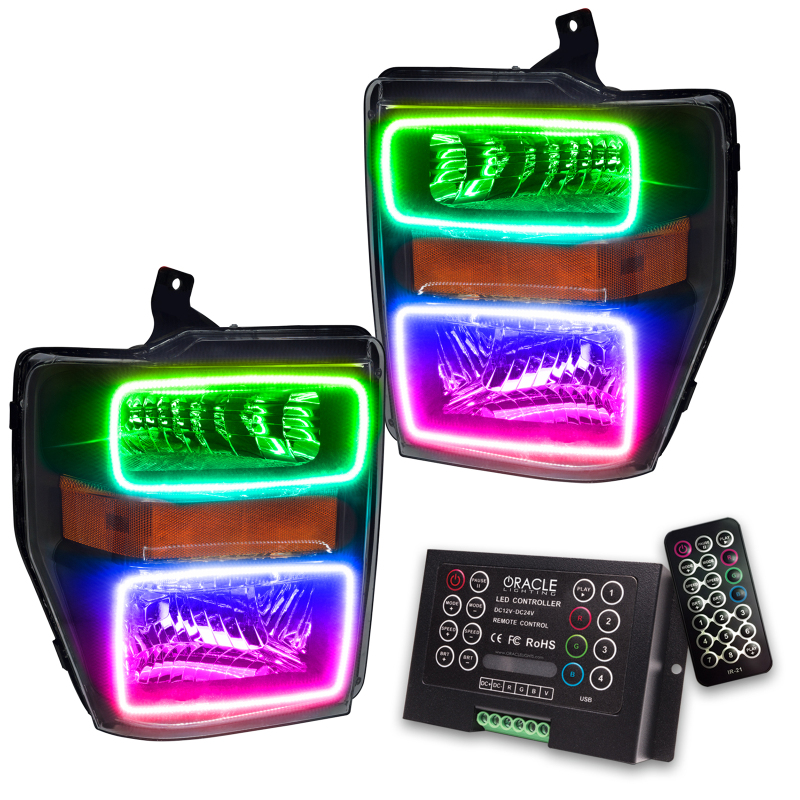 Picture of Oracle 08-10 Ford F250/350 LED HL - Black - ColorSHIFT w/ 2.0 Controller