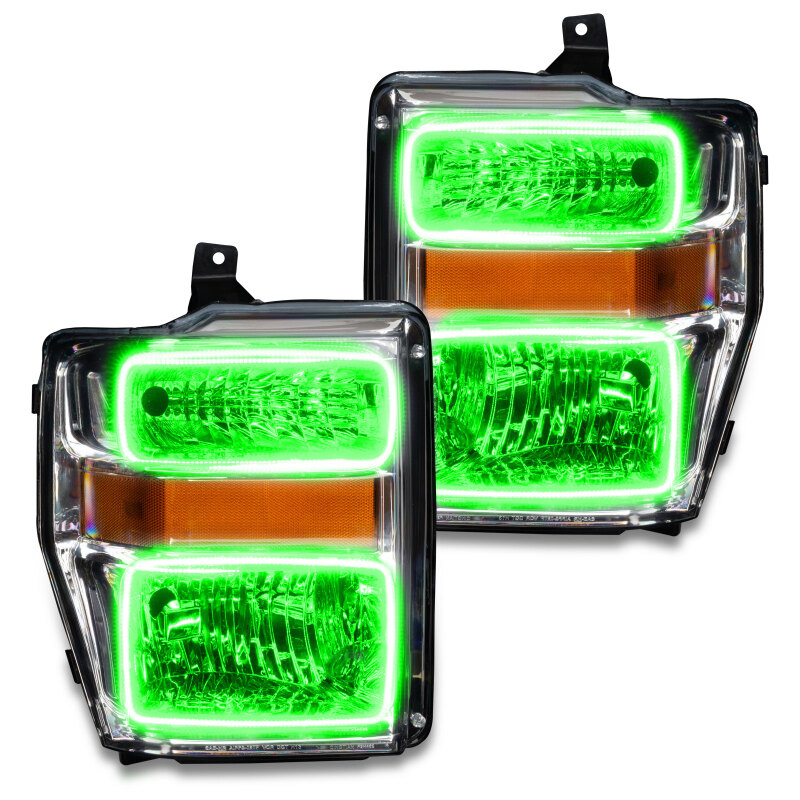 Picture of Oracle 08-10 Ford F250/350 Pre-Assembled Halo Headlights - Chrome Housing - ColorSHIFT