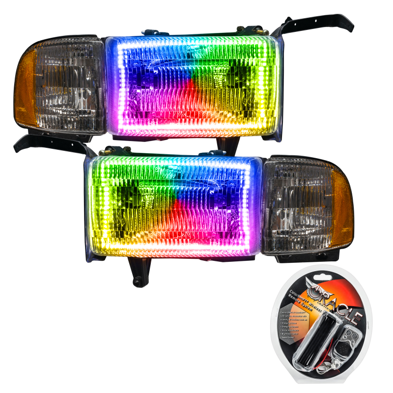 Picture of Oracle 94-02 Dodge Ram Pre-Assembled Halo Headlights - ColorSHIFT