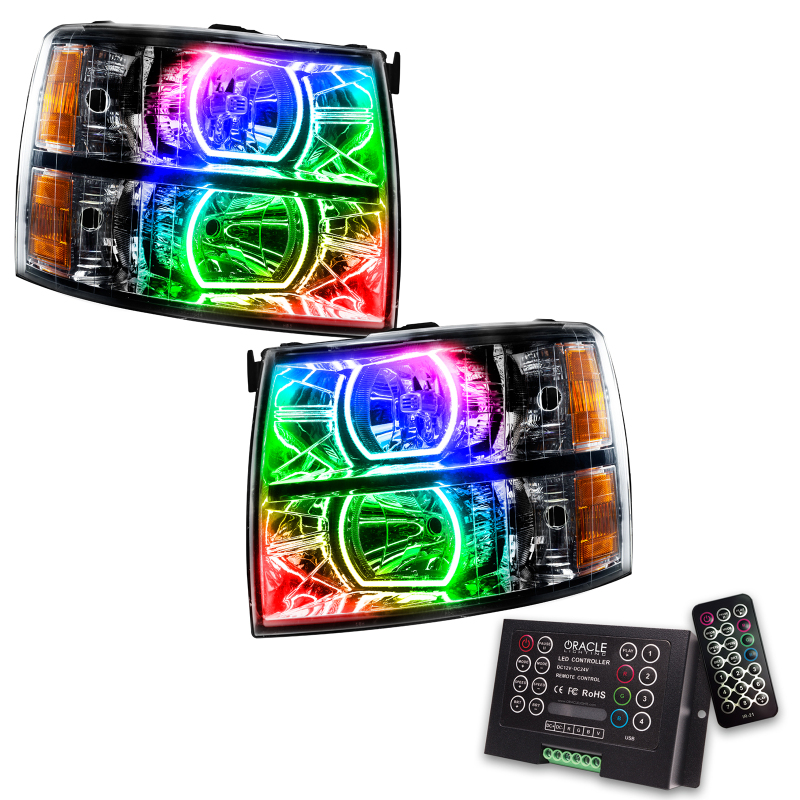 Picture of Oracle 07-13 Chevy Silverado SMD HL - Blk - Square Style - ColorSHIFT w/ 2.0 Controller