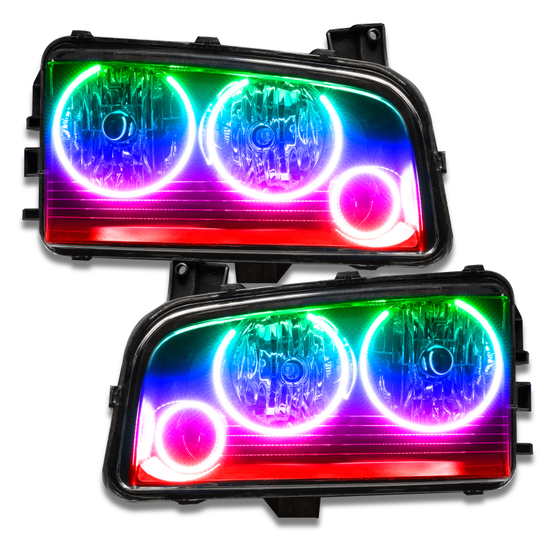 Picture of Oracle 05-10 Dodge Charger SMD HL (Non-HID) - Triple Halo - ColorSHIFT w/o Controller