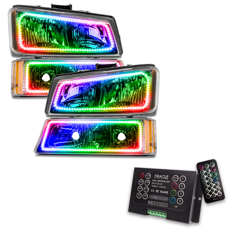 Picture of Oracle Chevrolet Silverado 03-06 Square Halo Kit - ColorSHIFT w/ 2.0 Controller