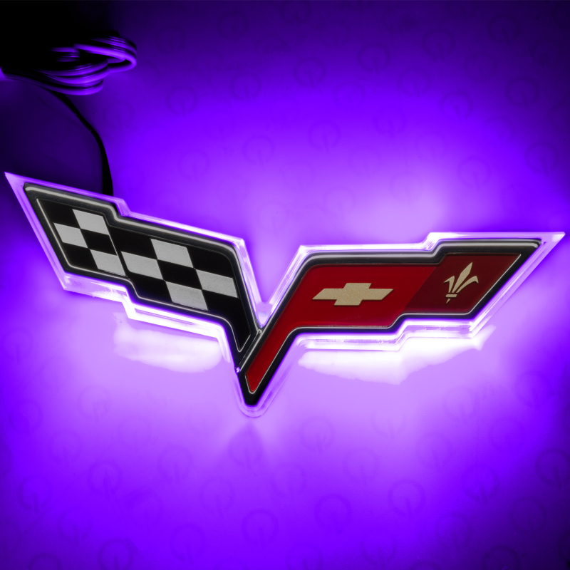Picture of Oracle Chevrolet Corvette C6 Illuminated Emblem - Dual Intensity - UV/Purple