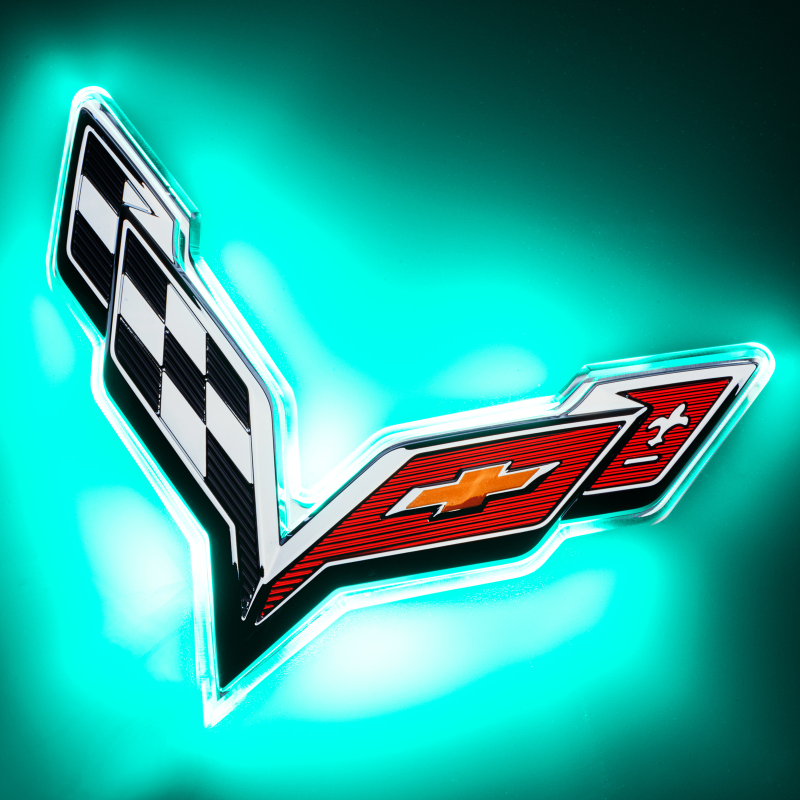 Picture of Oracle Corvette C7 Rear Illuminated Emblem - Dual Intensity - Aqua