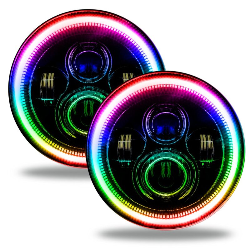 Picture of Oracle 7in High Powered LED Headlights - Black Bezel - ColorSHIFT