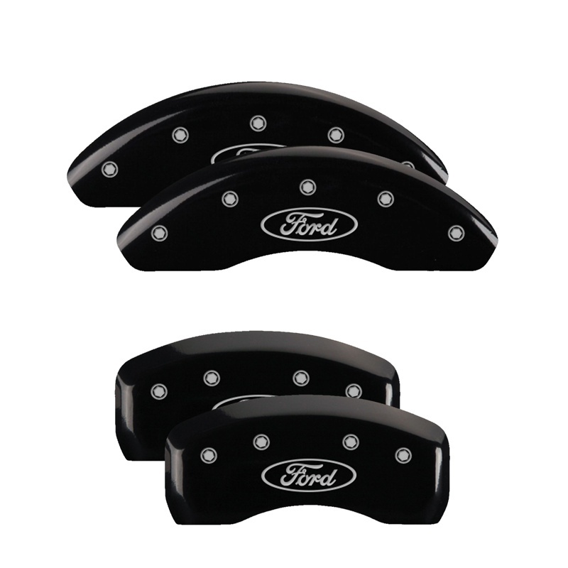 Picture of MGP 4 Caliper Covers Engraved Front & Rear Ford Oval Black Finish Silver Char 21 Ford Bronco Sport