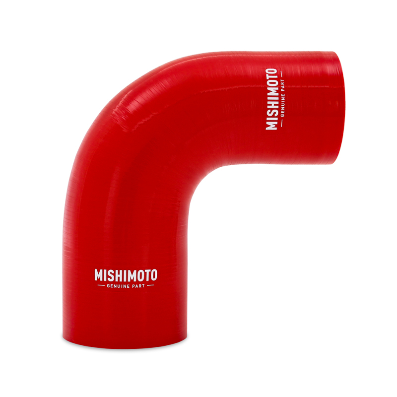 Picture of Mishimoto Silicone Reducer Coupler 90 Degree 2in to 2.25in - Red