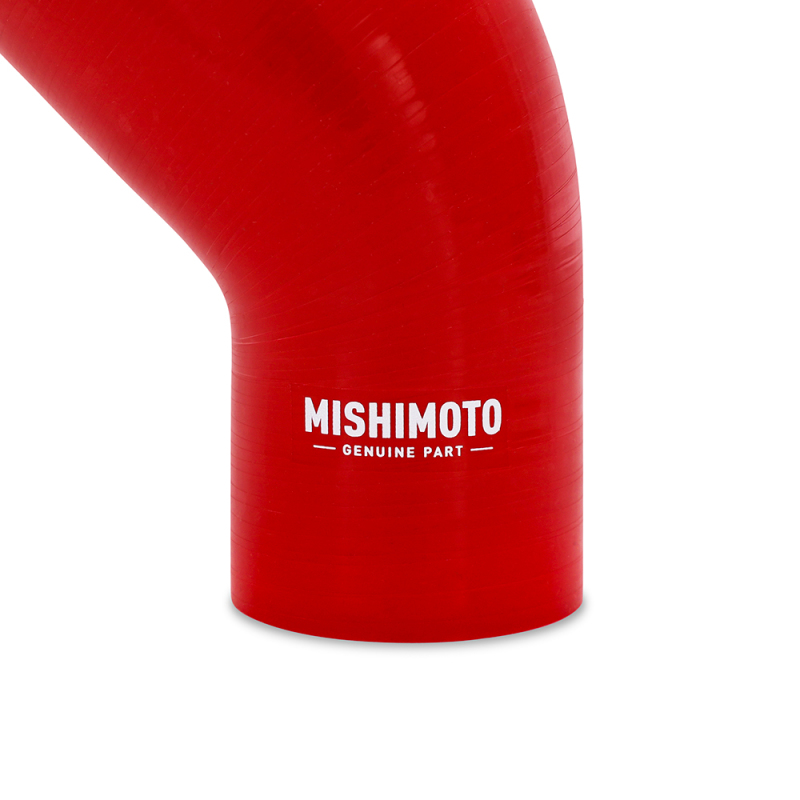 Picture of Mishimoto Silicone Reducer Coupler 45 Degree 3.5in to 4in - Red