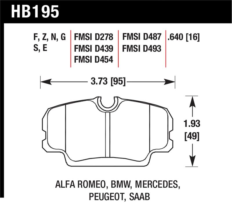 Picture of Hawk Performance HAWK HPS Brake Pad Sets Front - HB195F.640