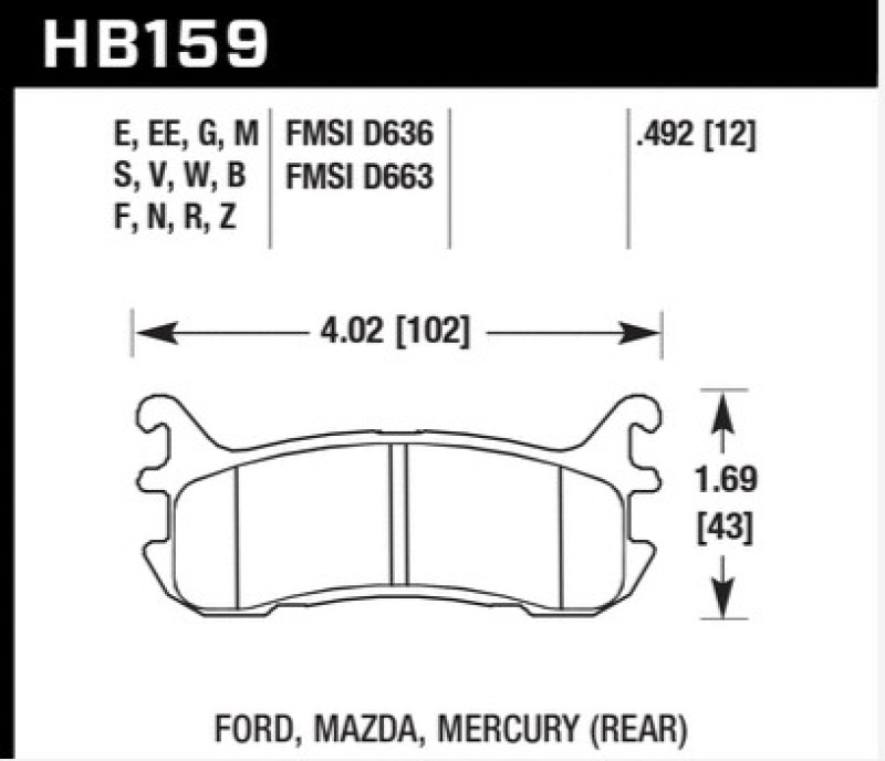 Picture of Hawk Performance HAWK ER-1 Brake Pad Sets - HB159D.492
