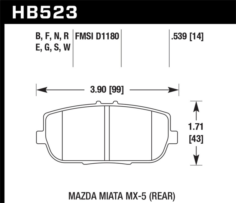 Picture of Hawk Performance HAWK ER-1 Brake Pad Sets - HB523D.539