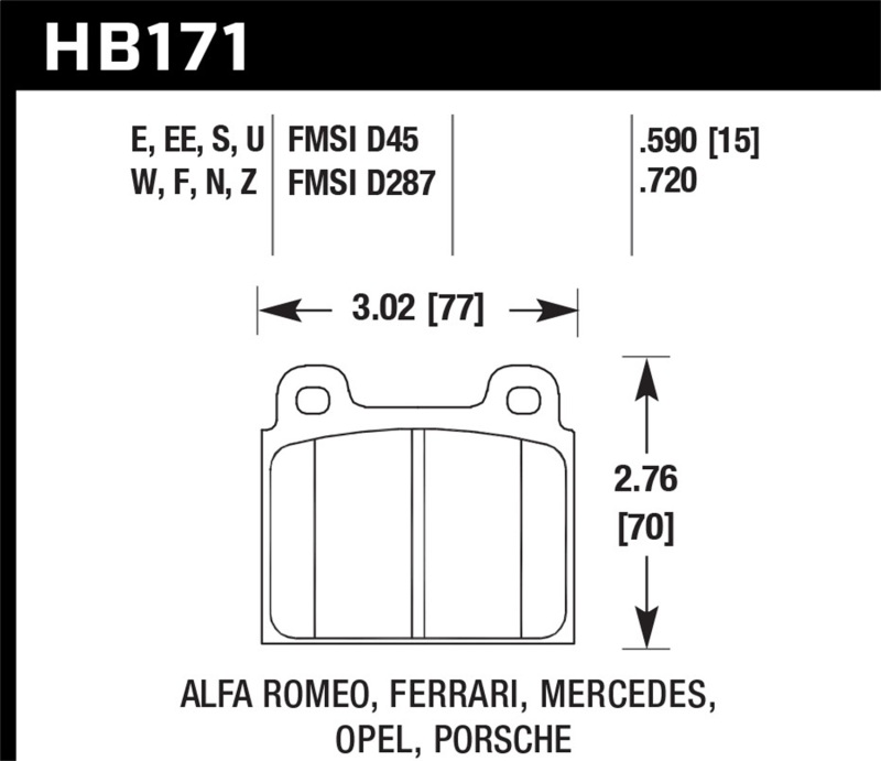 Picture of Hawk Performance HAWK ER-1 Brake Pad Sets - HB171D.590