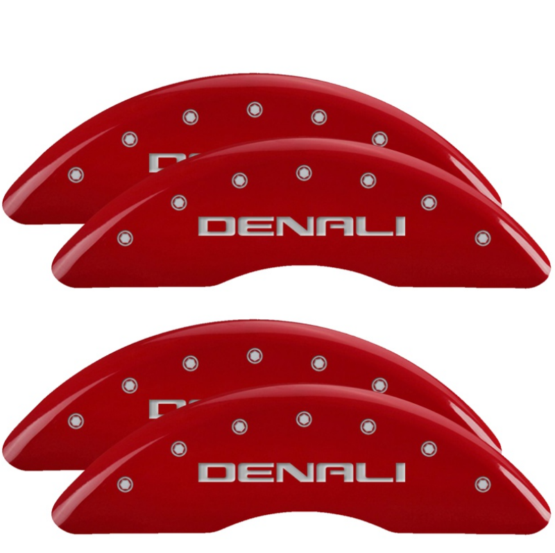 Picture of MGP 4 Caliper Covers Engraved Front & Rear Red Finish Silver Characters for 20-22 GMC Sierra 2500HD
