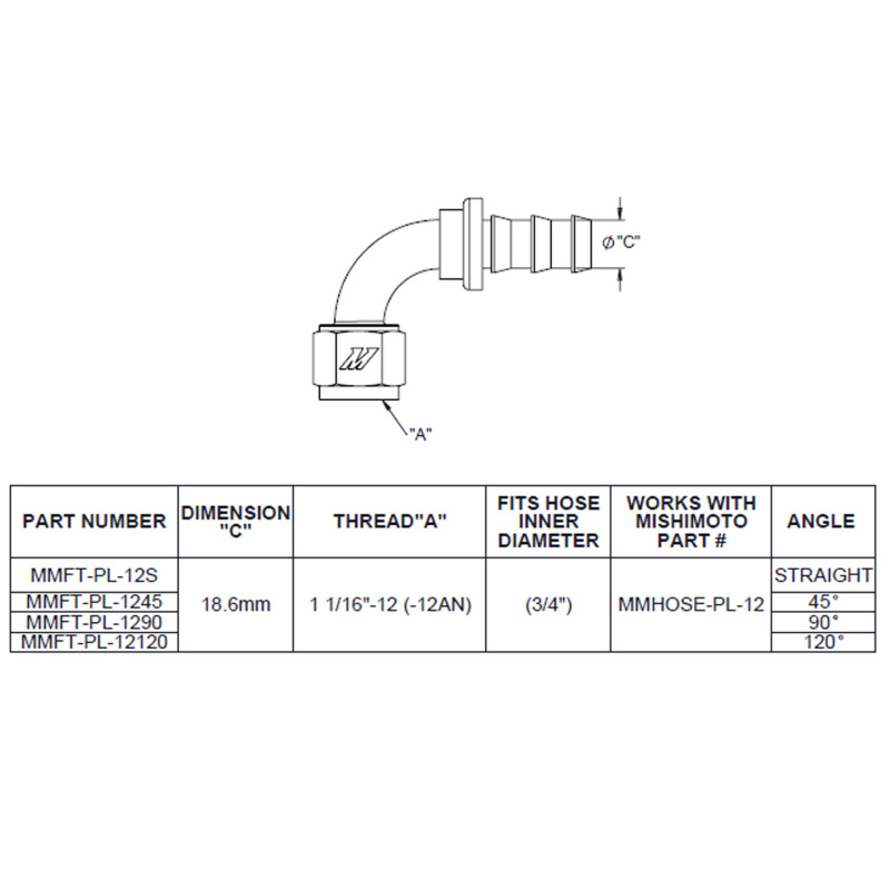 Picture of Mishimoto 45-Degree Push Lock Fitting -12AN