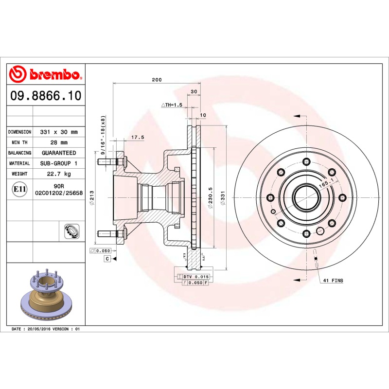 Picture of Brembo 03-05 Ford E-350 Club Wagon/95-98 E-350 Econoline Front Premium OE Equivalent Rotor