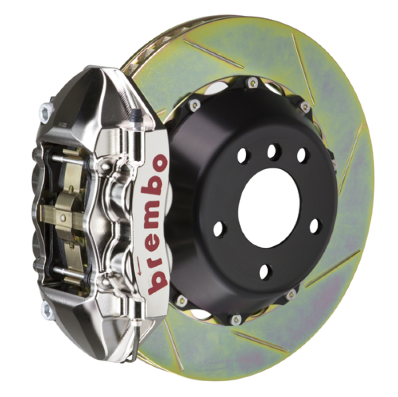 Picture of Brembo 15-23 Mustang Rear GTR BBK 4 Piston Billet 380x28 2pc Rotor Slotted Type1 - Nickel