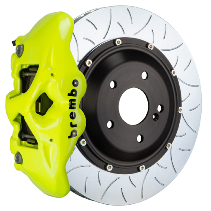 Picture of Brembo 20+ Corvette C8/Z51 Rear GT BBK 6 Piston Cast 380x34 2pc Rotor Slotted Type3- Fluo. Yellow