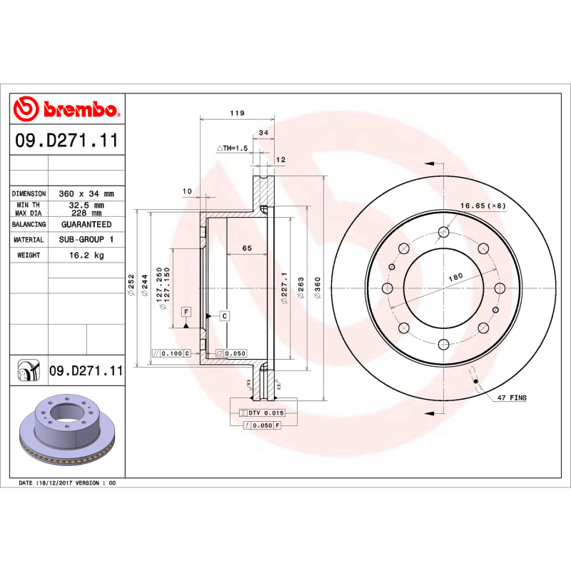Picture of Brembo OE BRE UV Coated OE Equiv Rotors Brake Rotors - 09.D271.10