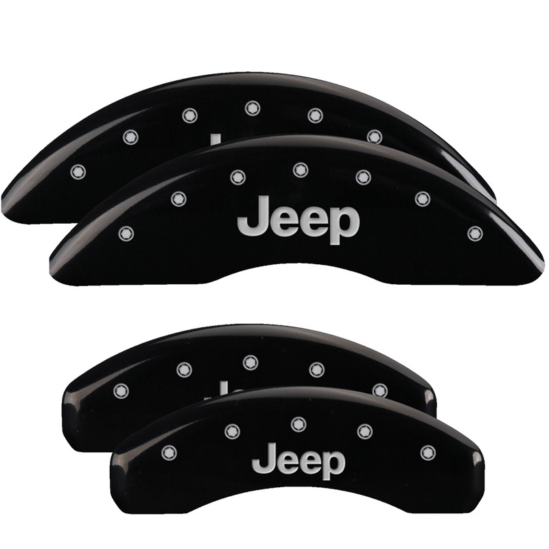 Picture of MGP 4 Caliper Covers Engraved Front Rear JEEP Logo Engraved Black Finish Silver Characters