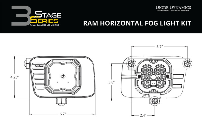 Picture of Diode Dynamics SS3 Pro Type Ram Horiz Kit ABL - White SAE Fog