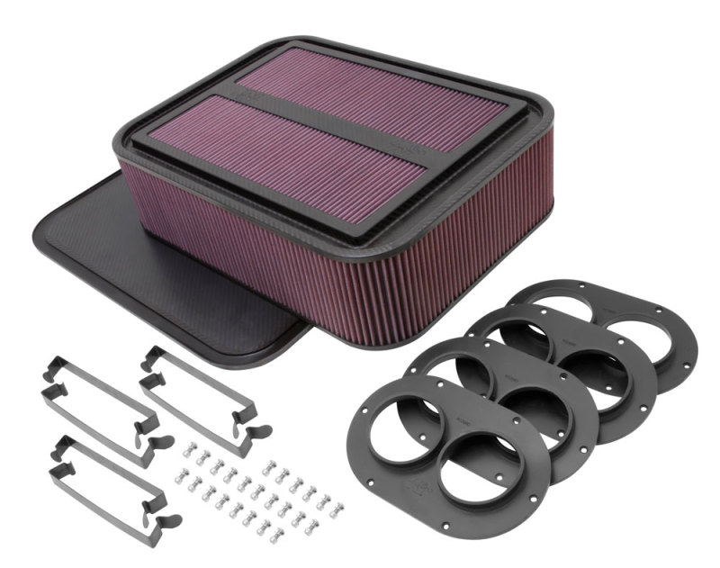 Picture of K&N Custom Racing Air Filter - Rectangular Carbon Fiber 4in Air Box w/ 2.75in Air Horn