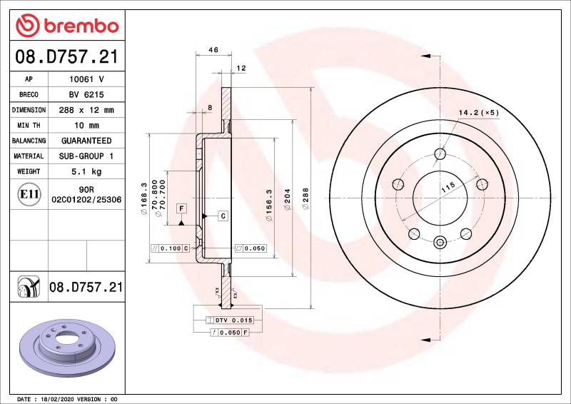 Picture of Brembo OE 19-21 ChevyEquinox/19-21 Malibu/20-21 GMC Terrain Friction Brake Disc