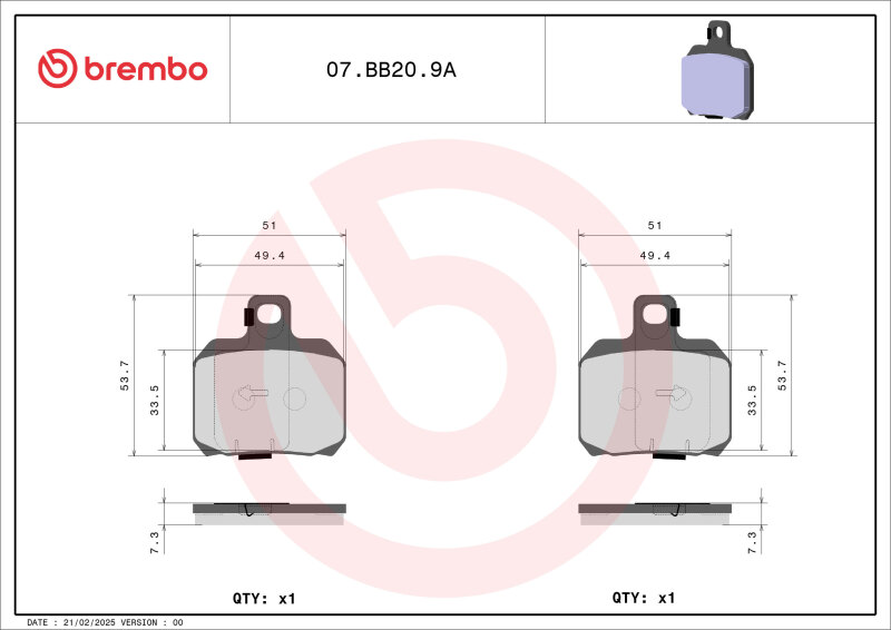 Picture of Brembo 1999 Bombardier Traxter 500 4x4 Auto Sinter Genuine Disc Brake Pad Set - Front
