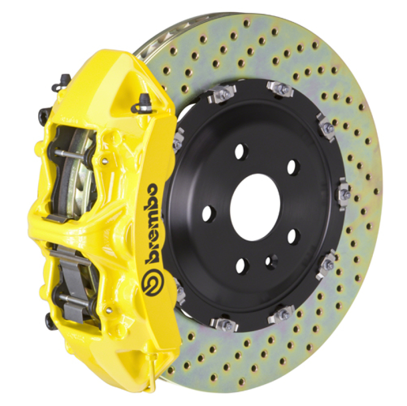 Picture of Brembo 25+ BMW X3 30 xDrive (G45) Front GT BBK 6 Piston Cast 380x34 2pc Rotor Drilled - Yellow