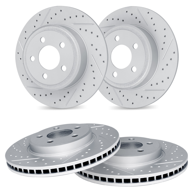Picture of R1 03-07 Honda Accord Front & Rear Drilled & Slotted Carbon Coated Brake Rotor Set