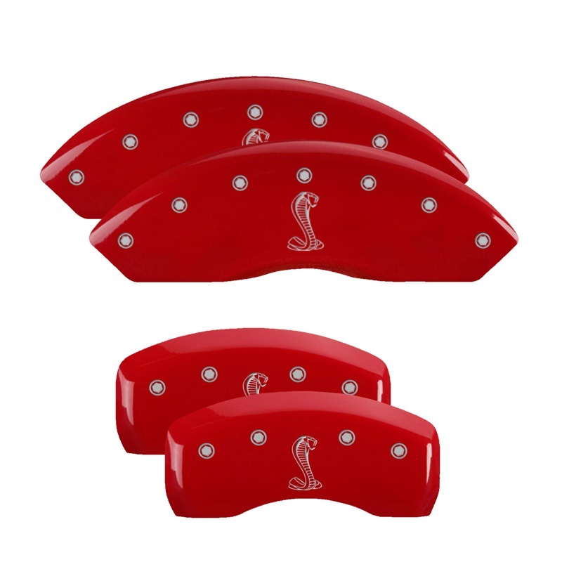 Picture of MGP 4 Caliper Covers Engraved Front & Rear Tiffany Snake Red finish silver ch