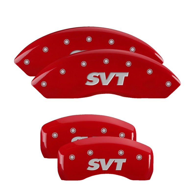 Picture of MGP 4 Caliper Covers Engraved Front & Rear SVT Red finish silver ch