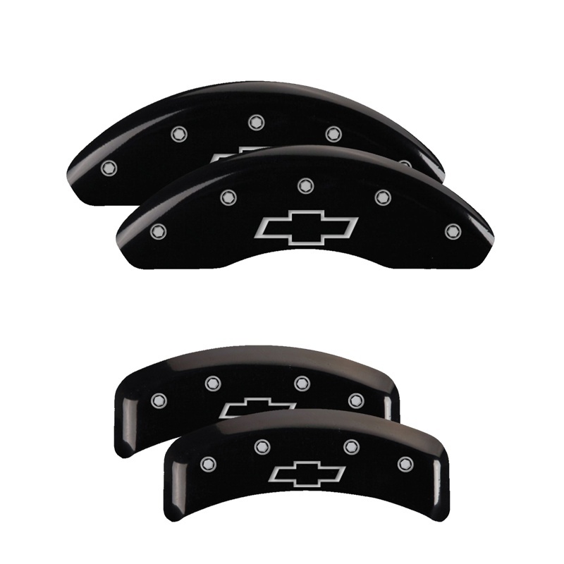 Picture of MGP 4 Caliper Covers Engraved Front & Rear Bowtie Black finish silver ch