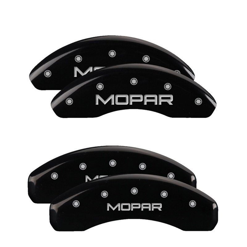 Picture of MGP 4 Caliper Covers Engraved Front & Rear MOPAR Black finish silver ch