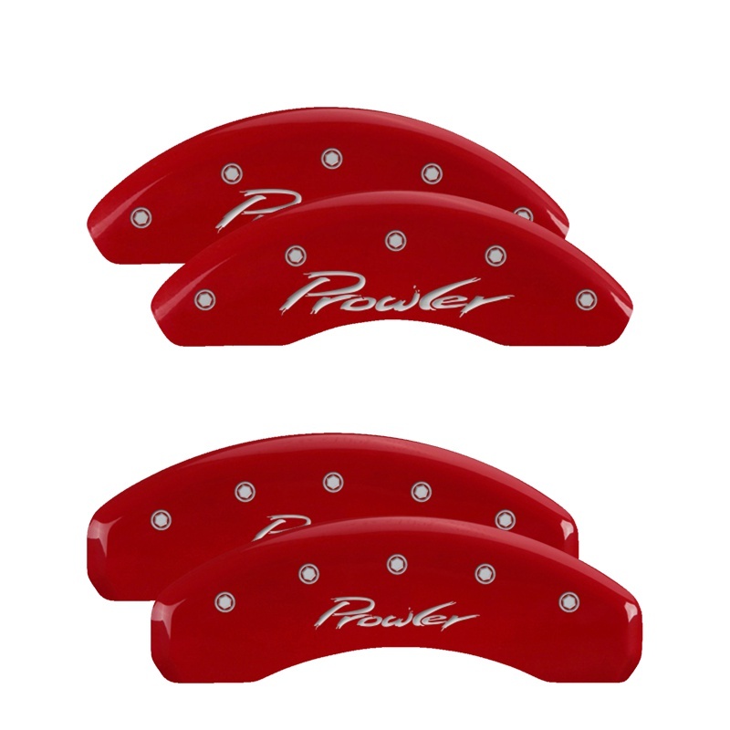 Picture of MGP 4 Caliper Covers Engraved Front & Rear Prowler Red finish silver ch