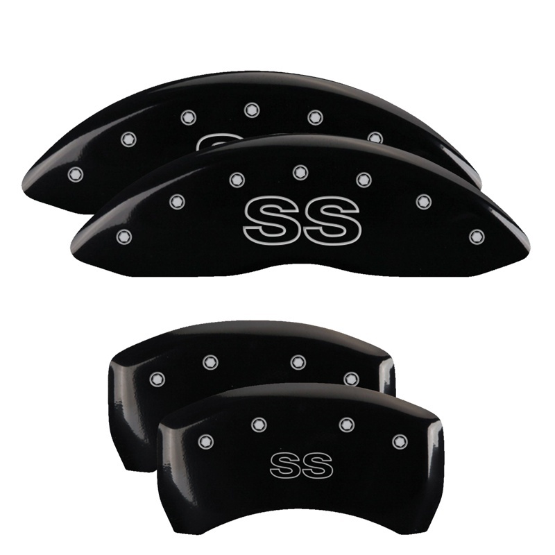 Picture of MGP 4 Caliper Covers Engraved Front & Rear Classic/SS Black finish silver ch