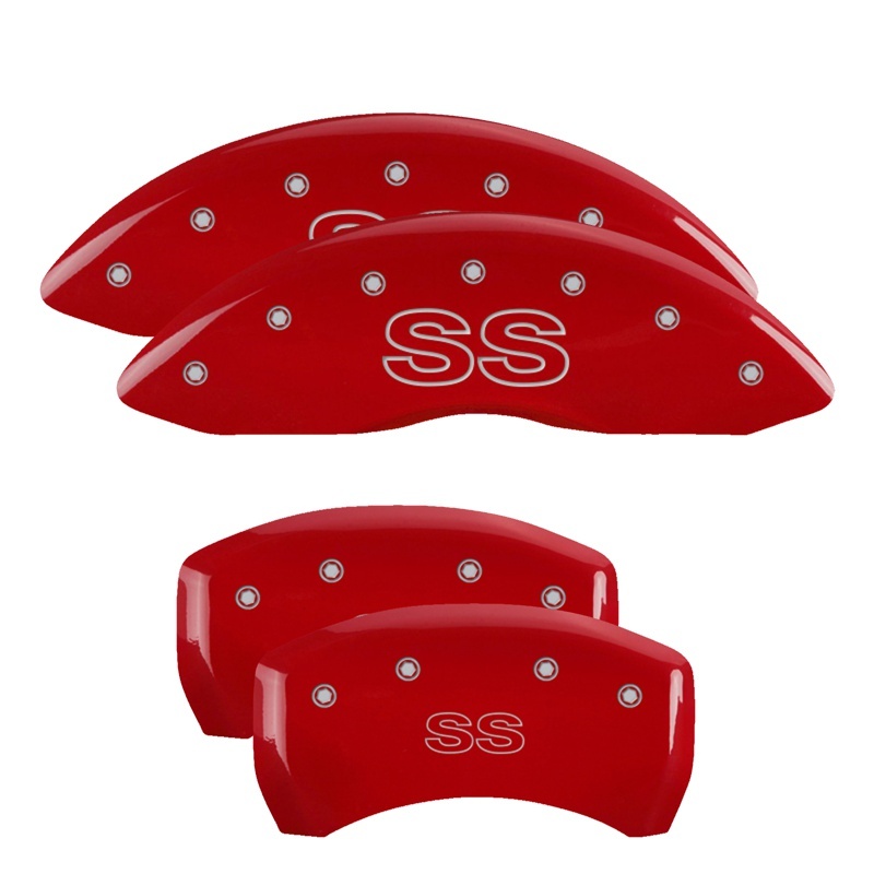 Picture of MGP 4 Caliper Covers Engraved Front & Rear Classic/SS Red finish silver ch