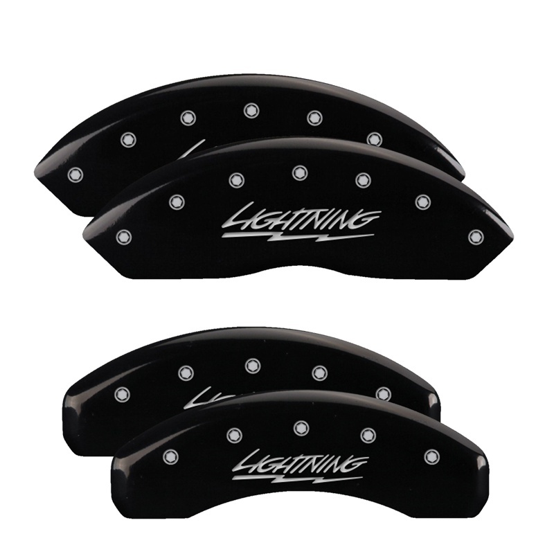 Picture of MGP 4 Caliper Covers Engraved Front & Rear Lightning Black finish silver ch