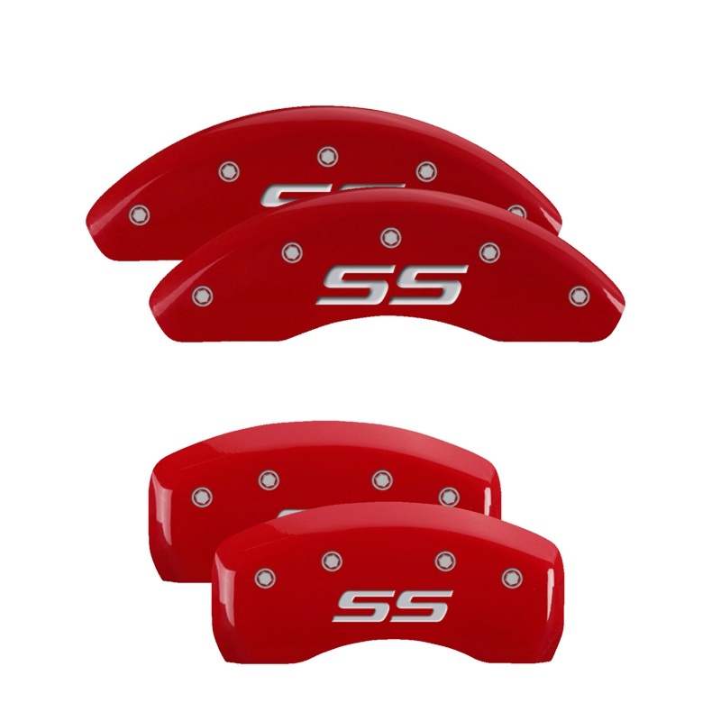 Picture of MGP 4 Caliper Covers Engraved Front & Rear Monte Carlo style/SS Red finish silver ch