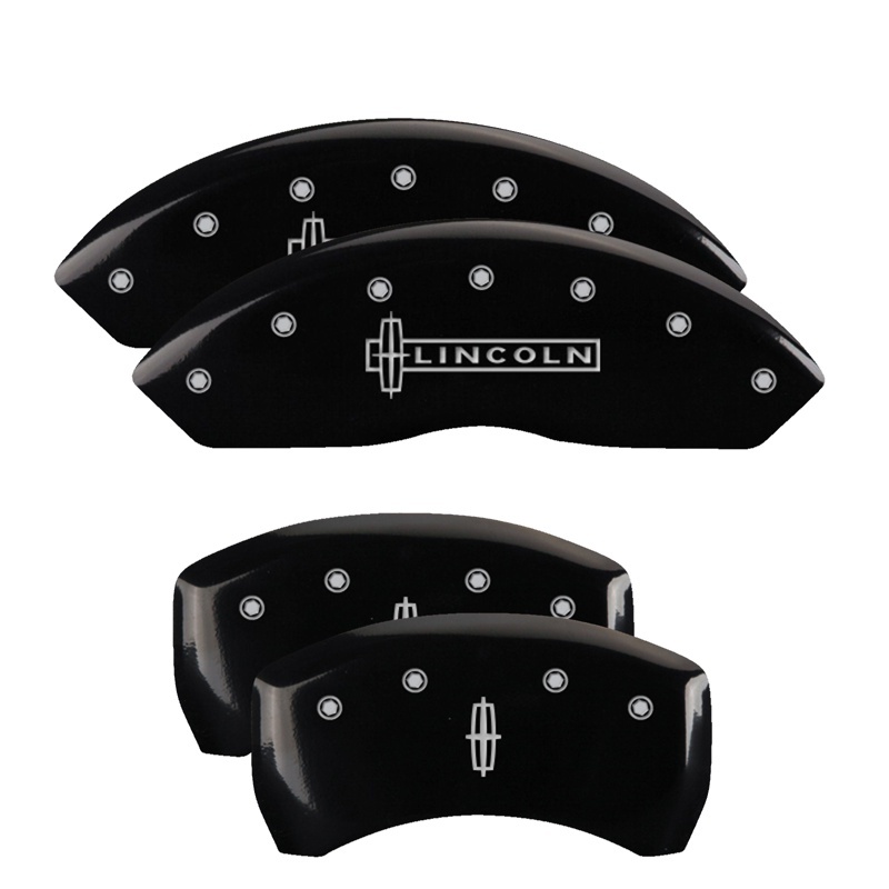 Picture of MGP 4 Caliper Covers Engraved Front Lincoln Engraved Rear Star logo Black finish silver ch