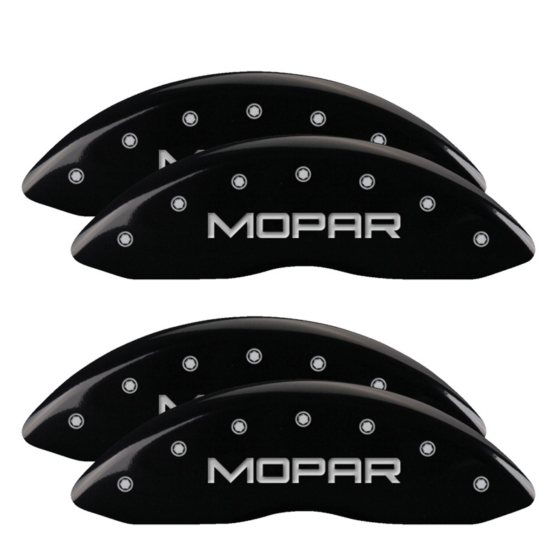 Picture of MGP 4 Caliper Covers Engraved Front & Rear MOPAR Black finish silver ch