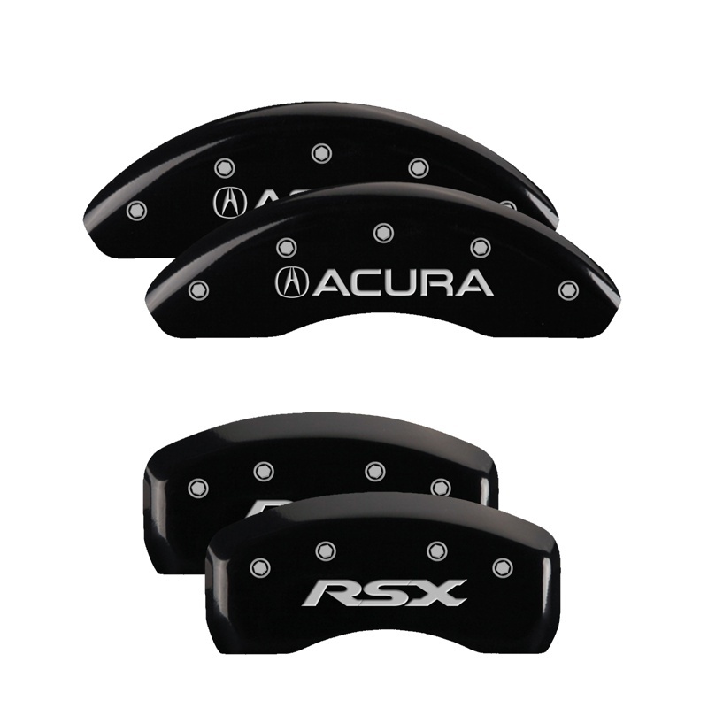Picture of MGP 4 Caliper Covers Engraved Front Acura Engraved Rear RSX Black finish silver ch