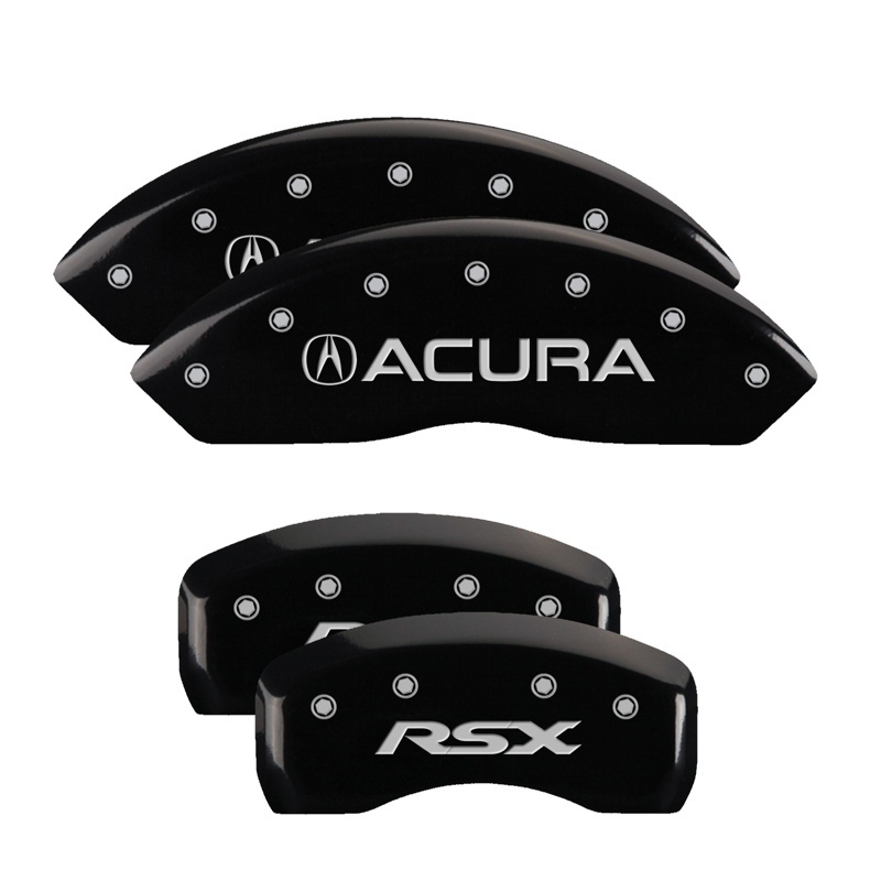 Picture of MGP 4 Caliper Covers Engraved Front Acura Engraved Rear RSX Black finish silver ch