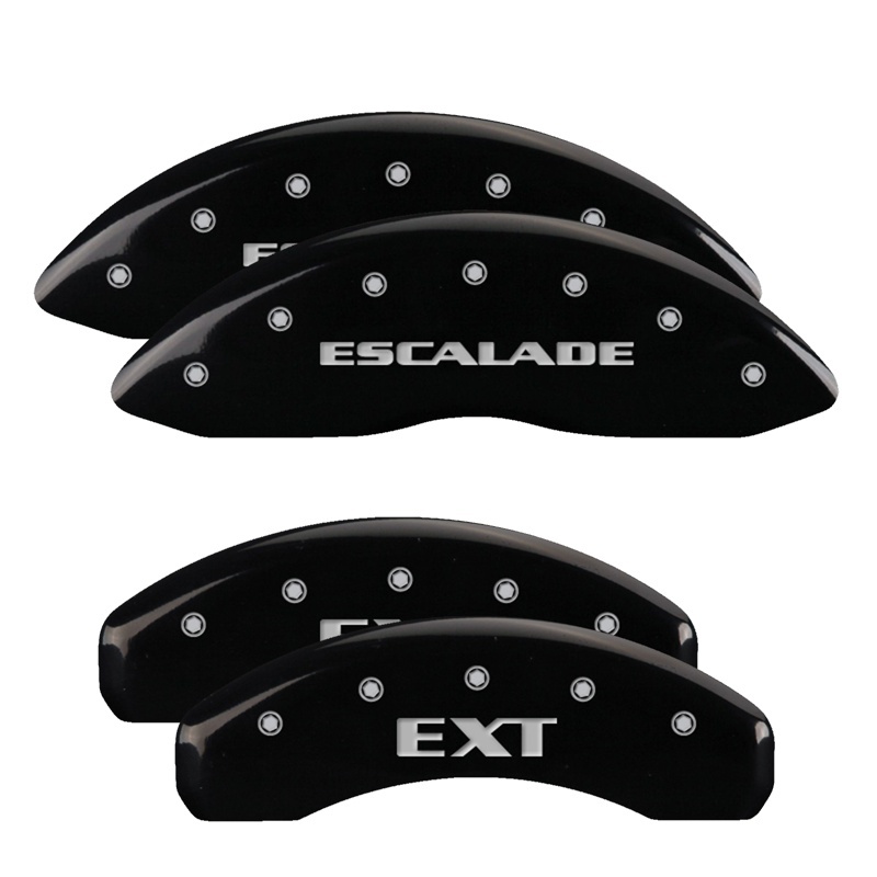Picture of MGP 4 Caliper Covers Engraved Front Escalade Engraved Rear EXT Black finish silver ch