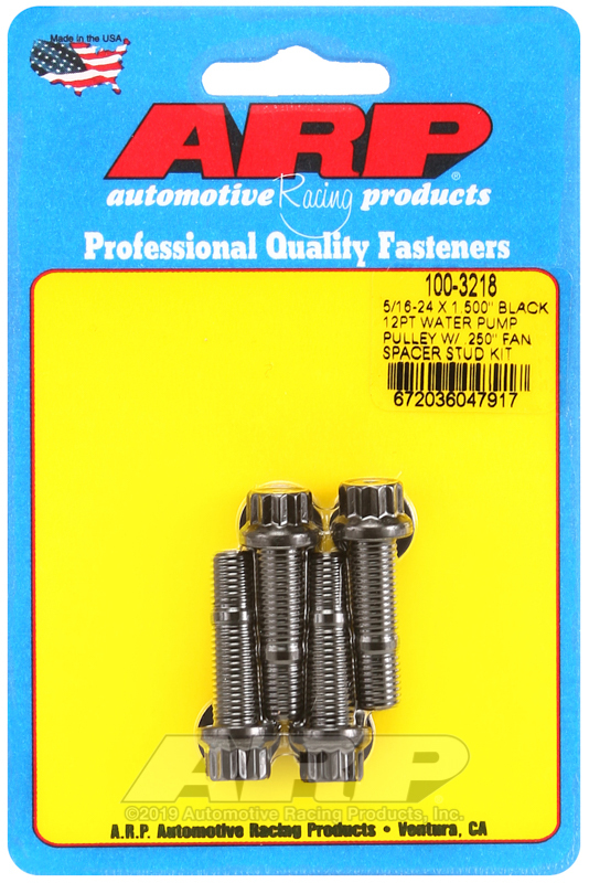 Picture of ARP 5/16-24 X 1.500 black 12pt water pump pulley w/ .250in fan spacer stud kit